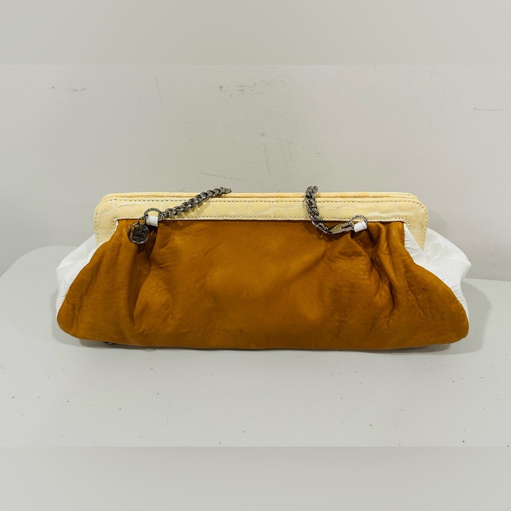 Vintage Bing Bang‎ Leather Good New York Shoulder Bag Frame Clutch Purse